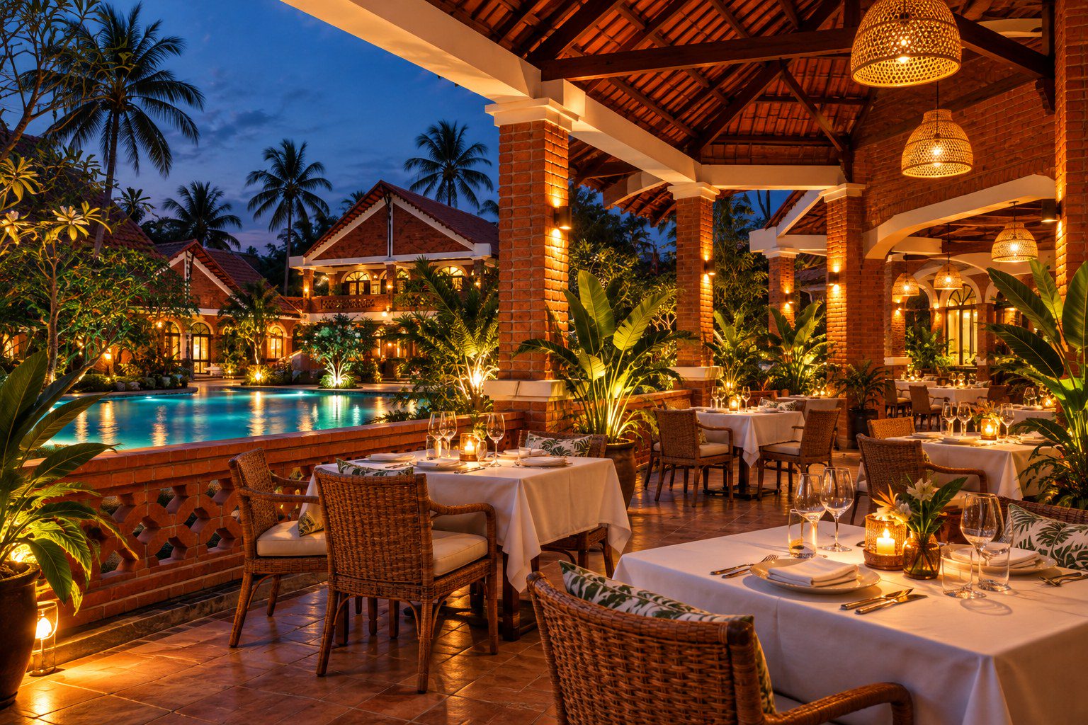Restaurant under a wooden roof